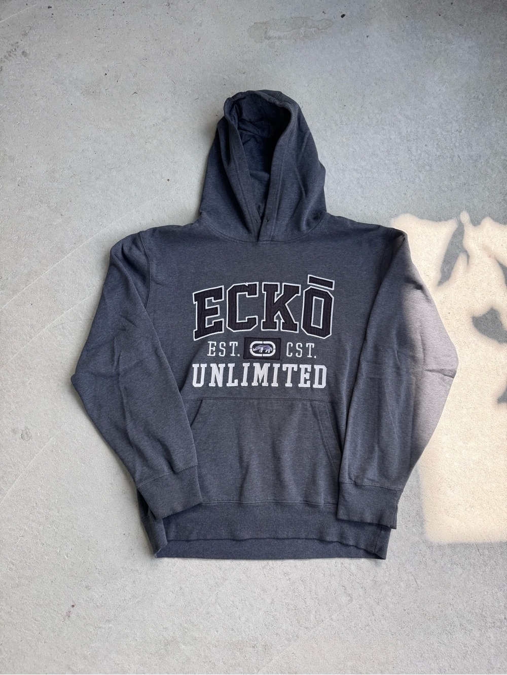 Ecko Unlimited Men's Dark Gray Crewneck Hoodie with Logo